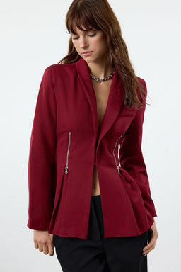 TRENDYOLMILLA Siyah Fermuar Detayl? Dokuma Blazer Ceket TWOAW25BC00010  фото 3