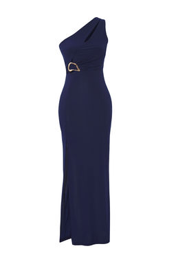 TRENDYOLMILLA Lacivert Vucuda Oturan Aksesuar Detayl? Orme Uzun S?k Abiye & Mezuniyet Elbise TPRSS25AE00016  фото 32