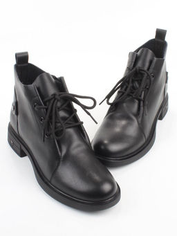 01-M43-18 BLACK Ботинки демисезонные женские (натуральная кожа)