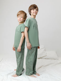 К 1599/весенний зеленый,динозавры пижама дет