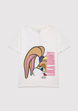 Lola Bunny Bask?l? Ekru Tisort - Mavi фото 4