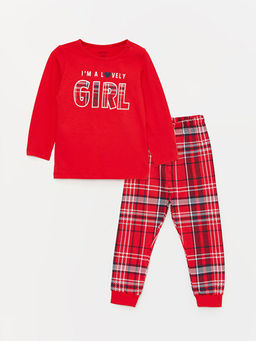 Bisiklet Yaka Uzun Kollu Bask?l? K?z Bebek Pijama Tak?m?