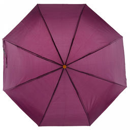 Зонт механический Моно плащевка, 8 лучей, д/купола 98см, 3 сложения, 24см в сложенном виде, пластмассовая ручка, баклажановый, 230гр (Китай) - Домашняя Мода фото 2