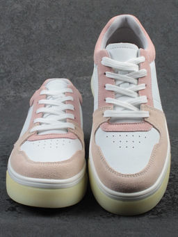 03-YG453-1 WHITE/PINK/BEIGE/LT. BLUE Кроссовки женские (натуральная кожа)