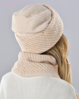 Мохер мульти отворот полоска термо Комплект флис (шапка+снуд) (56-58)