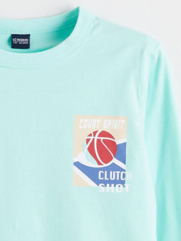 Bisiklet Yaka Bask?l? Erkek ?ocuk Ti??rt