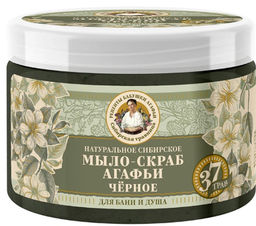 РБА Сибирская Травница натуральное сибирское Черное мыло-скраб Агафьи для бани и душа (300мл).6