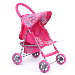 Коляска для кукол металлическая, складная, прогулочная, со столиком, с тентом, с корзиной, Единорожки