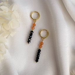 Серьги длинные из Солнечного камня и Шпинели