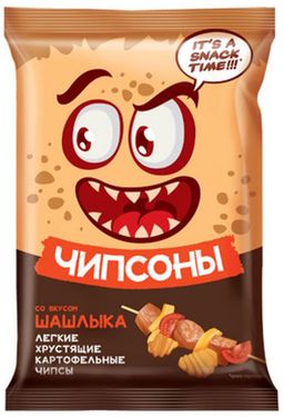 Цена за 5 шт.Чипсоны, чипсы со вкусом шашлыка, 40 г