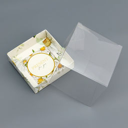 Цена за 5 шт. Коробка сборная с PVC крышкой, «Ромашки», 10×10×10 см