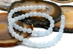 Бусы из камня кальцита граненые 8мм цв.аквамарин, 48см