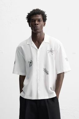 EMBROIDERED COTTON/LINEN SHIRT - Zara фото 2