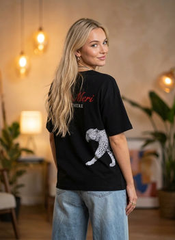 K13507 Футболка OVER SIZE (хлопок) ЧЕРНЫЙ