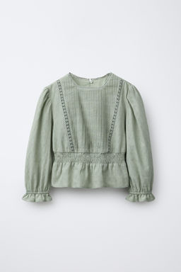 RUFFLE LADDER STITCH SHIRT