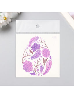 Переводная тату цветная Яйцо с фиолетовыми узорами, временная татуировка, 10?10 см - Арт узор фото 6