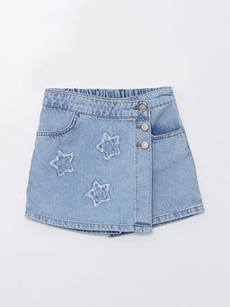 Beli Lastikli K?z ?ocuk Jean ?ort Etek