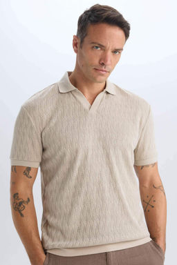 Regular Fit K?sa Kollu Orgu Gorunumlu Polo Tisort - Defacto фото 5