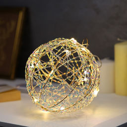 Подвеска световая Шар плетеный, 15 см, 15 LED, от батареек ААx2, свечение тёплое белое