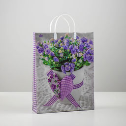 Цена за 2 шт. Пакет Лиловое сердце, мягкий пластик, 30?9?40 см, 140 мкм