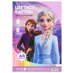 Картон цветной двусторонний А4, пастель, тонированный, 8 листов, 8 цветов, 180 г/м2, Холодное сердце - Disney фото 5