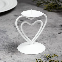 Подсвечник на 1 свечу Гламур, металл, 9?10.2 см, белый