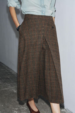 ZW COLLECTION CHECK SKIRT WITH WOOL AND PLEATS - Zara фото 2