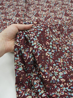 Штапель Премиум (Digital) Энжела цв.вишневый, ш.1.45м, вискоза-100%, 120гр/м.кв - Купава фото 5