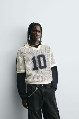 RETRO FOOTBALL OPEN-KNIT POLO SHIRT - Zara фото 6