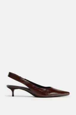 LEATHER SLINGBACK HEELS - Zara фото 4