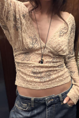 TOP WITH BEADED EMBROIDERY - Zara фото 3