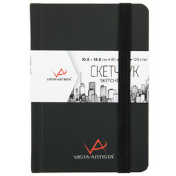 VISTA-ARTISTA VABK-1015 Скетчбук 120 г/м2 120 г/м2 14.8 х 10.4 см сшивка 80 л. 01 черный