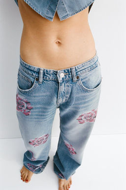 TRF SLOUCHY RHINESTONE MID-WAIST JEANS - Zara фото 2