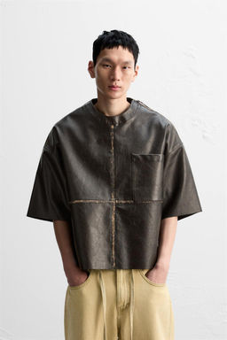 FADED LEATHER EFFECT OVERSHIRT