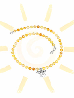 Очаровательные бусы Единорог из янтаря лимонного цвета