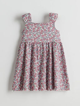 ?i?ek Desenli Pileli K?z ?ocuk Elbise