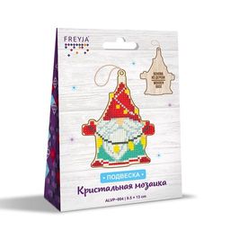 Кристальная (алмазная) мозаика ФРЕЯ ALVP-004 подвеска Гномик с гирляндой 13 х 9.5 см
