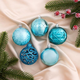Ёлочные игрушки Винтаж, шары новогодние, d=6 см, набор 16 шт., голубой