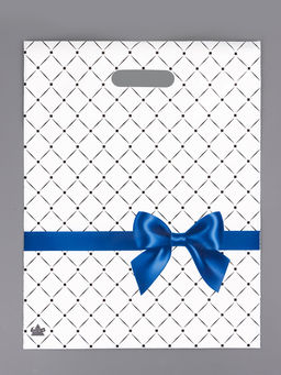 Цена за 50 шт. Пакет «Синий бантик», полиэтиленовый, с вырубной ручкой, 40×31 см, 30 мкм