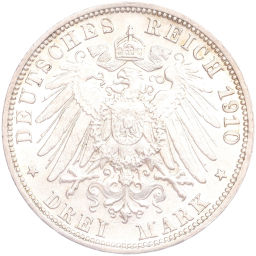 Монета 3 марки 1910 года F Вюртемберг (Германия)