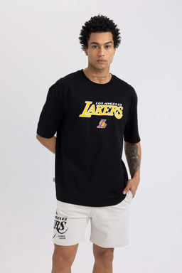 DeFactoFit Футболка свободного кроя с круглым вырезом и короткими рукавами NBA Los Angeles Lakers