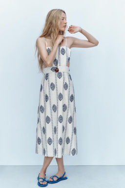 MIDI DRESS WITH CUT-OUT EMBROIDERY - Zara фото 6