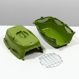 Переноска для животных до 12 кг Пижон 49х33х32см, металлическая дверь, оливковая  фото 9