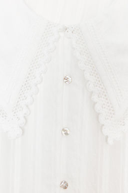 LACE TRIM PETER PAN COLLAR SHIRT - Zara фото 6