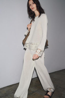 GUIPURE COMBINED TROUSERS - Zara фото 7