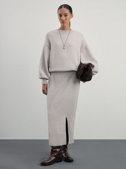 Вязаная юбка карандаш с разрезом / Zarina  фото 6