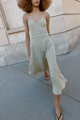 VESTIDO MIDI TIRANTES CUADROS / Amarillo - Zara фото 2