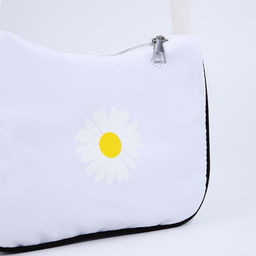 Сумка молодёжная на молнии, с принтом, 24?6.5?17 см, белая