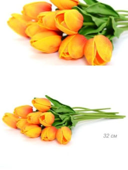 Цветок искусственный Тюльпан 30 см оранжевые / 1205 /уп 10/200/1200/ латэкс
