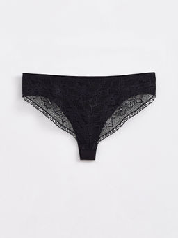 CONTE Трусы бразилиана из хлопка с кружевом LIGHT DAY LBR 1273 black - Conte elegant фото 2